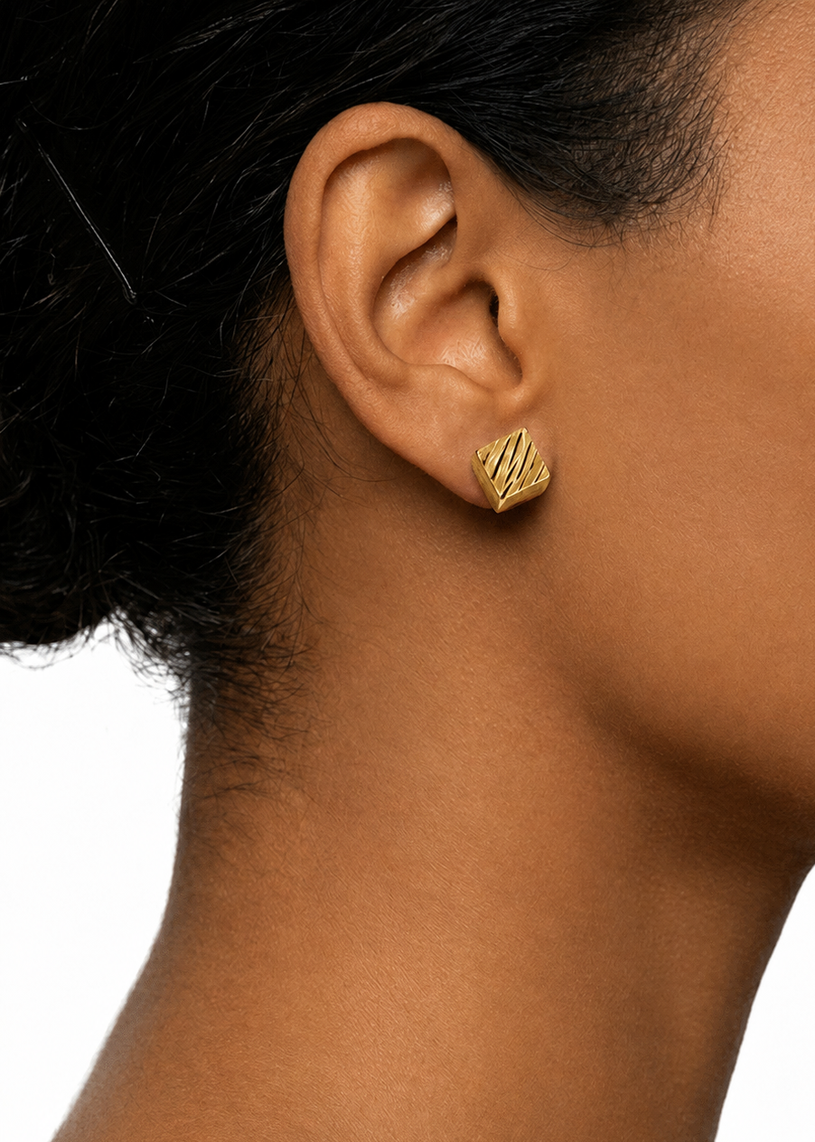 14k Gold Plated Mini Box Studs