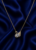 14K Gold Plated Crystal Swan Pendant Necklace