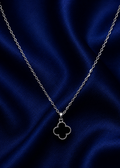 925 Sterling Silver Black Clover Necklace