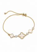 Golden Clover Pearl Shell Adjustable Bracelet