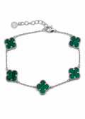 Silver Malachite Clover Bracelet