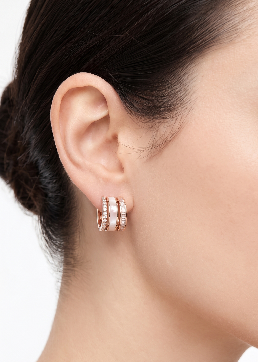 Rose Gold Aurora Huggie Earrings