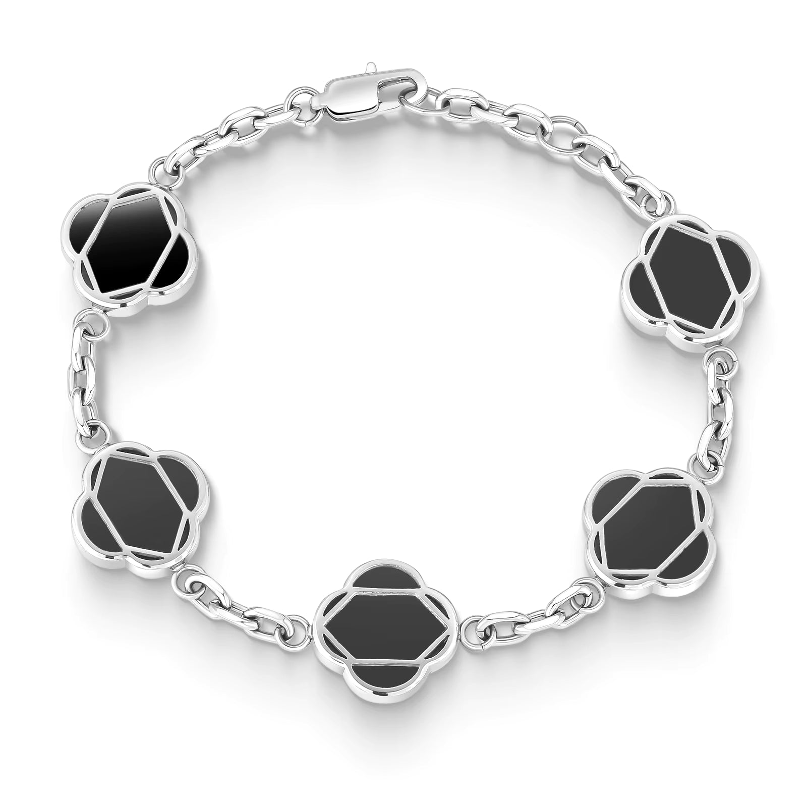 Stainless Steel Silver Black Orbit Bracelet