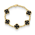 Stainless Steel Gold Black Clover Bracelet