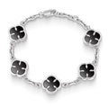 Stainless Steel Silver Black Clover Bracelet