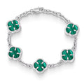 Stainless Steel Silver Green Clover Bracelet