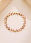 Midnight Gold Light Pink Blossom Bracelet