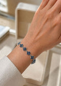 Midnight Blue Sapphire Blossom Silver Bracelet