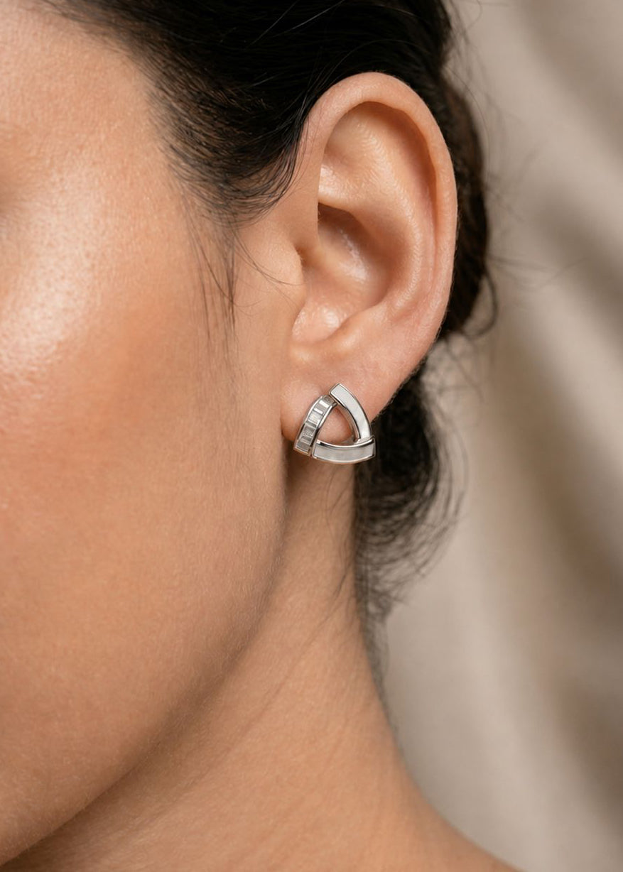 Silver Prism Pearl Studs