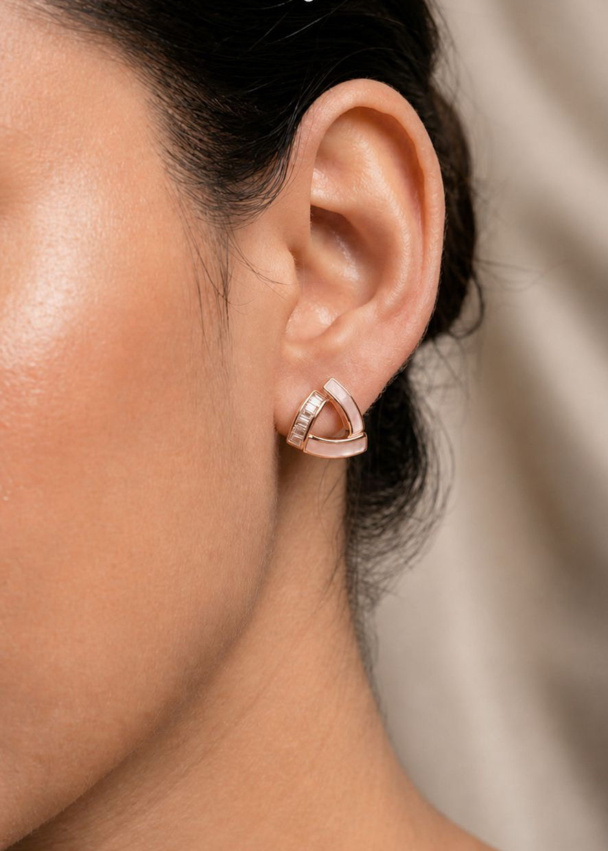 Rose Gold Prism Pearl Studs