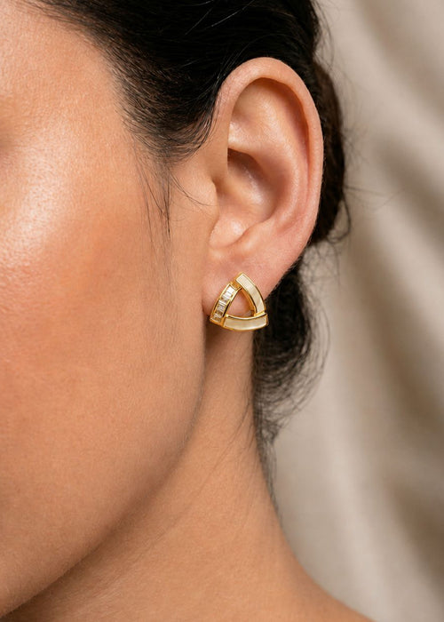 14K Gold Plated Prism Pearl Studs