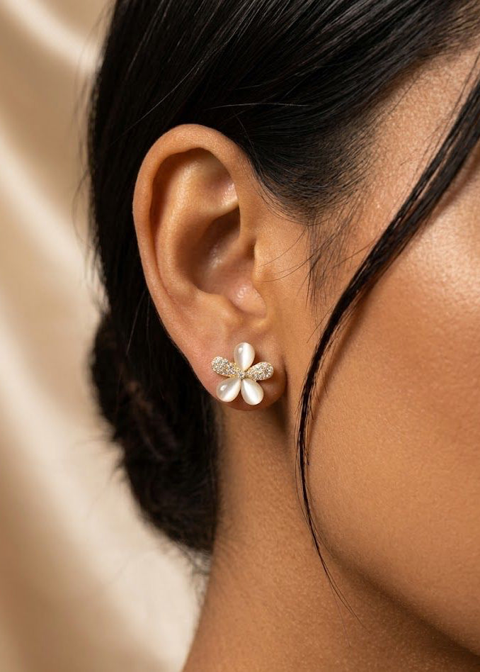 14K Gold Plated Over Sterling Silver Luna Petal Studs