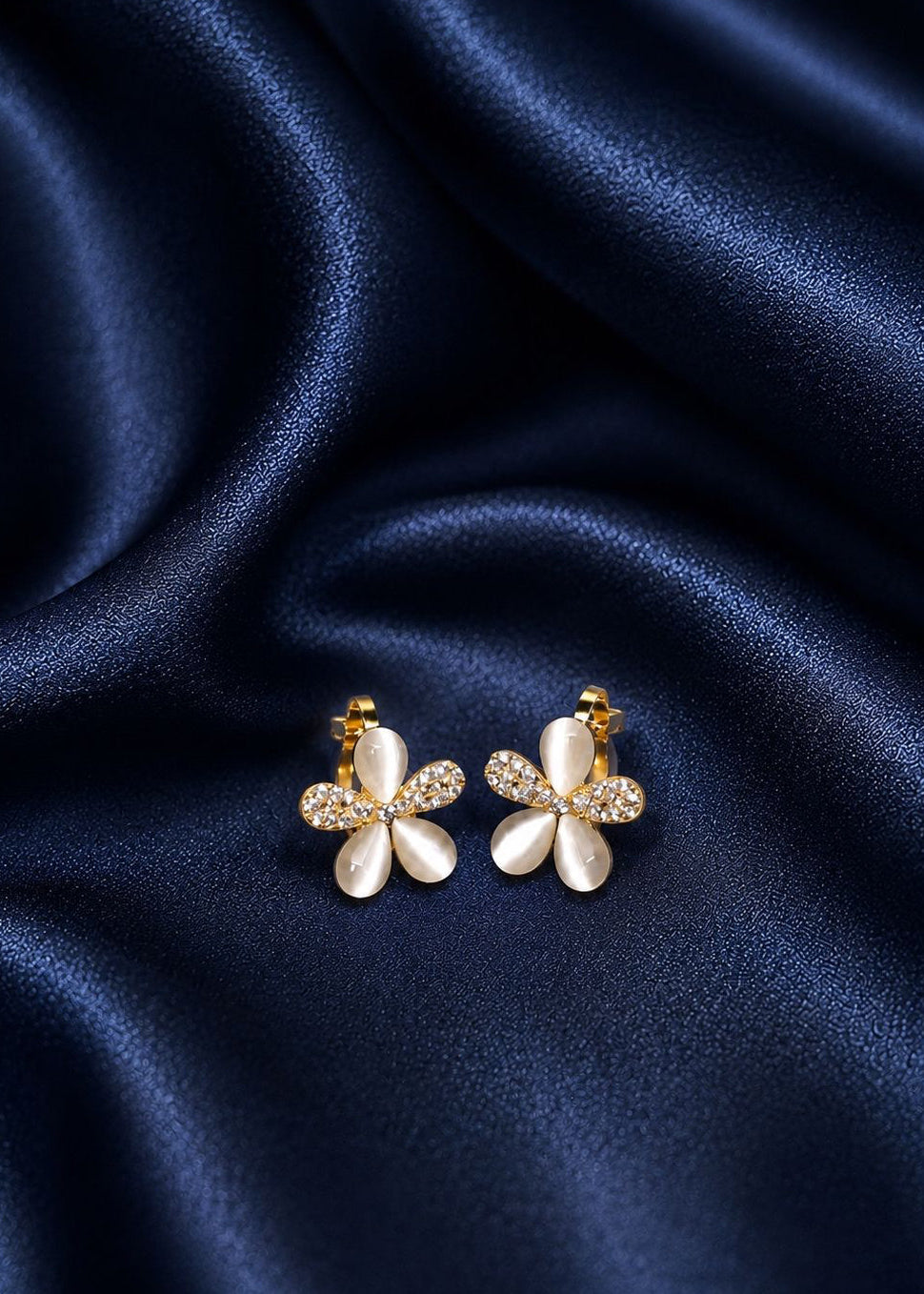 14K Gold Plated Over Sterling Silver Luna Petal Studs