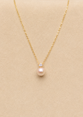 Gold Pink Pearl Pendant Necklace